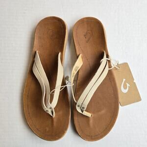 Olukai Kapehe Luana Sandals Size 11 Tapa Womens Leather Flip Flops 20468